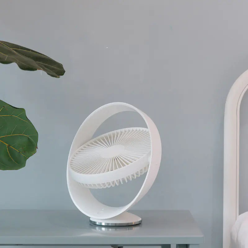 6-Inch USB Rechargeable Desktop Fan in White
